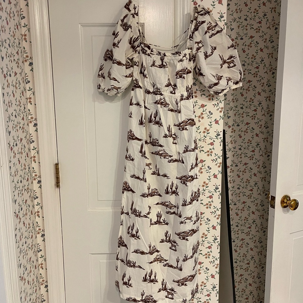 NWT western puff sleeve dress with tie back